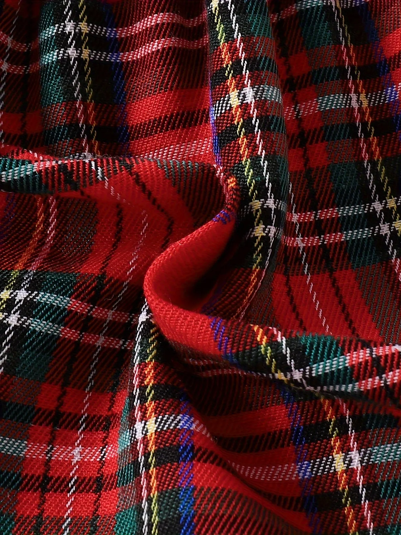 Adorable Girls' Christmas Plaid Long Sleeve Dress with Pom-Pom Detail - Cozy Polyester, Machine Washable - Perfect for Fall/Winter