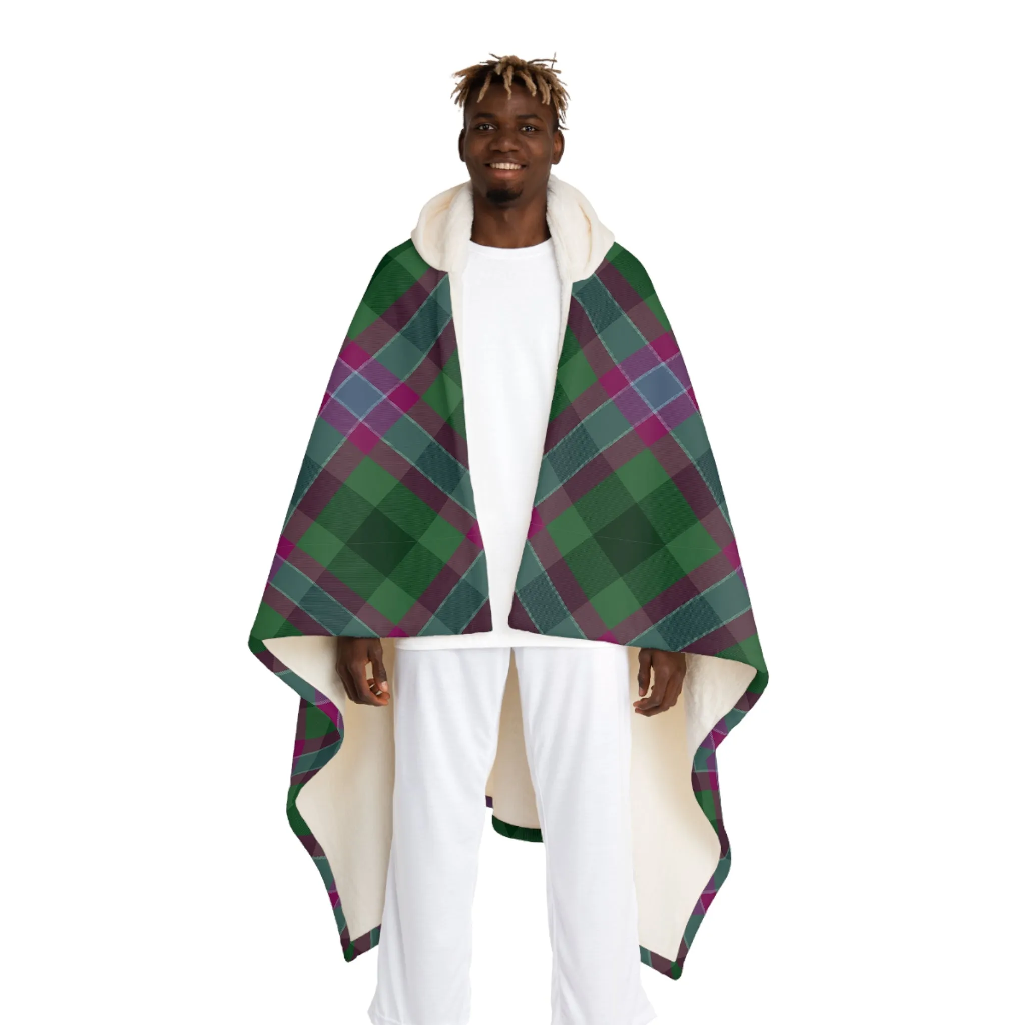 Dunans Rising Tartan Hooded Sherpa Fleece Blanket