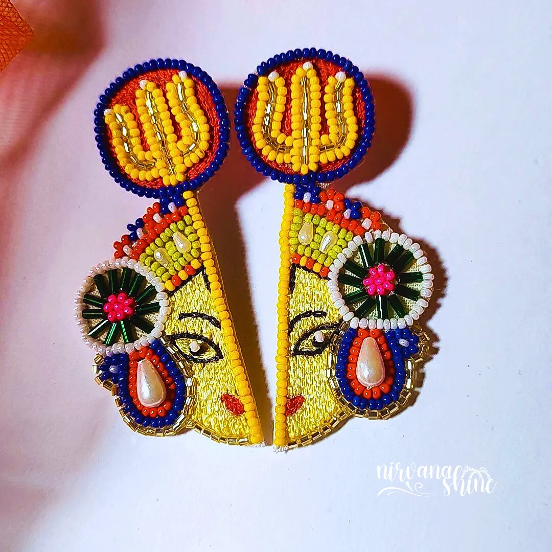 Durga Maa with Trishool Statement Earrings
