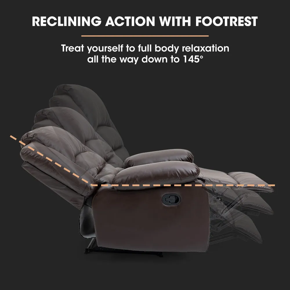 Elderly-Friendly Recliner Chair, Faux Leather, 145° - Fortia