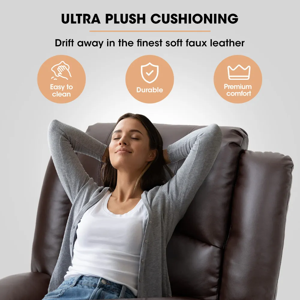Elderly-Friendly Recliner Chair, Faux Leather, 145° - Fortia