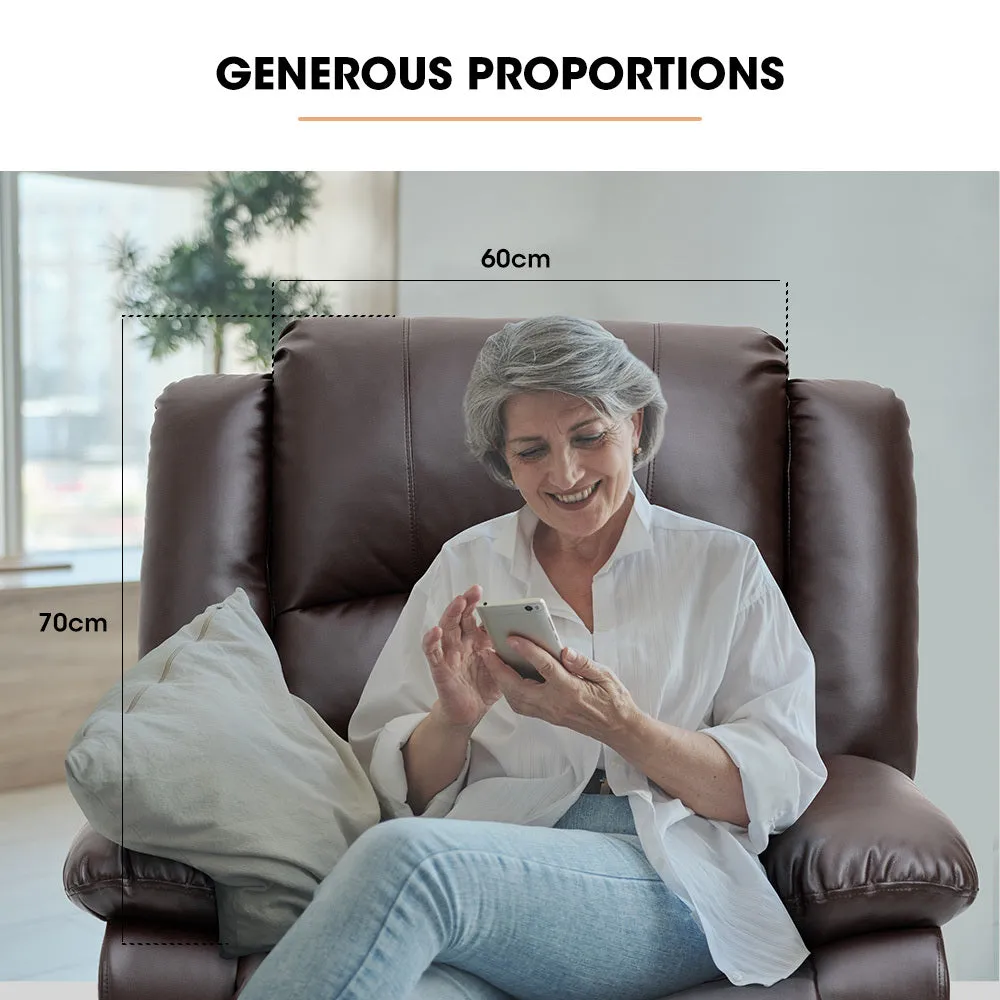 Elderly-Friendly Recliner Chair, Faux Leather, 145° - Fortia