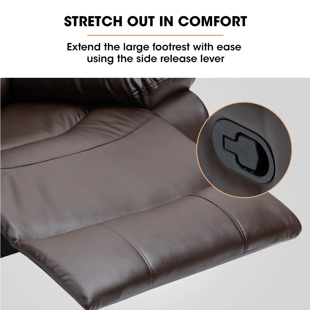 Elderly-Friendly Recliner Chair, Faux Leather, 145° - Fortia
