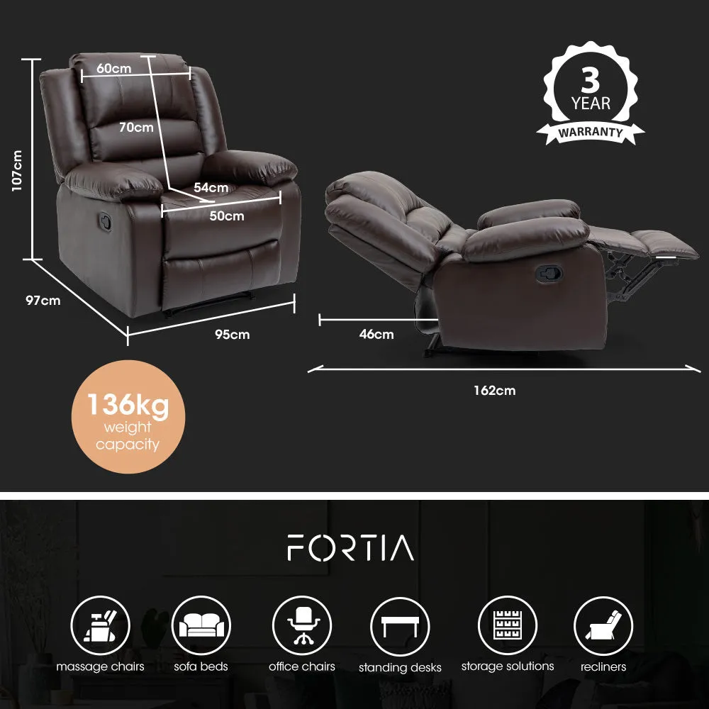 Elderly-Friendly Recliner Chair, Faux Leather, 145° - Fortia