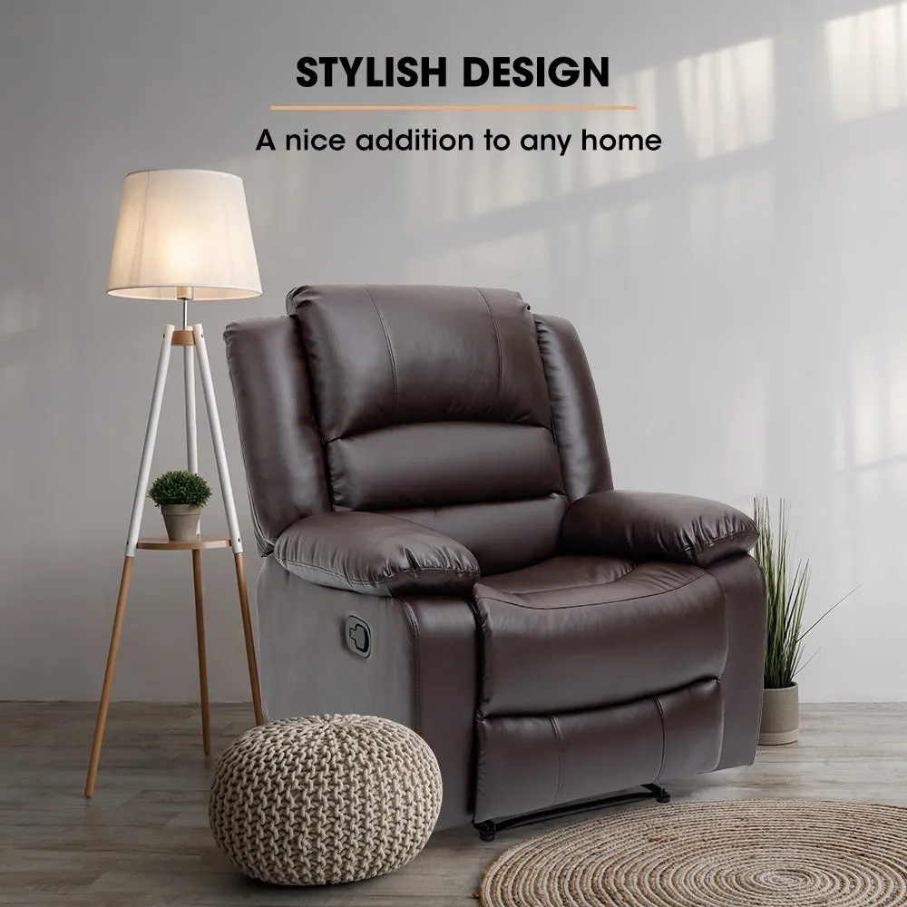 Elderly-Friendly Recliner Chair, Faux Leather, 145° - Fortia