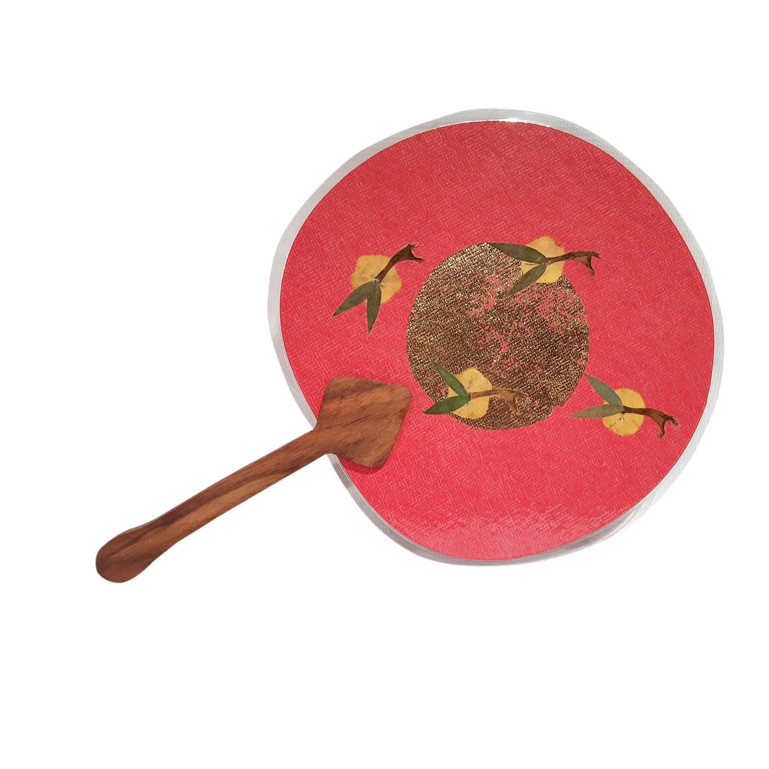 Hand Fan with Dried Leaf