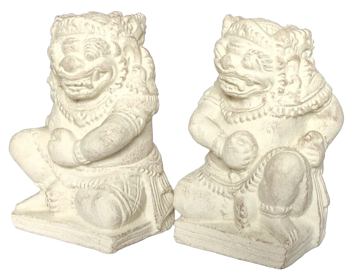 Home Decor. Tabletop Showpieces. Pair of Handcrafted Stone Sculptures of Togog's from Bali, "The Guardians".