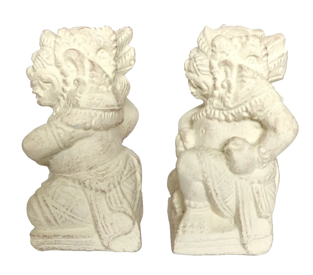 Home Decor. Tabletop Showpieces. Pair of Handcrafted Stone Sculptures of Togog's from Bali, "The Guardians".
