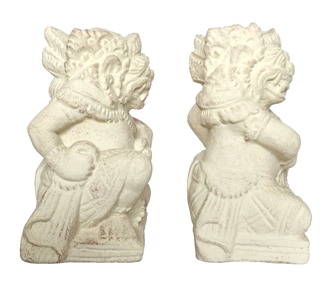 Home Decor. Tabletop Showpieces. Pair of Handcrafted Stone Sculptures of Togog's from Bali, "The Guardians".