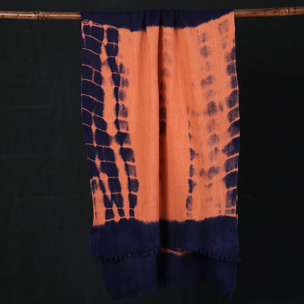 Peach - Pure Handloom Tie-Dye Cotton Towel & Napkin Set