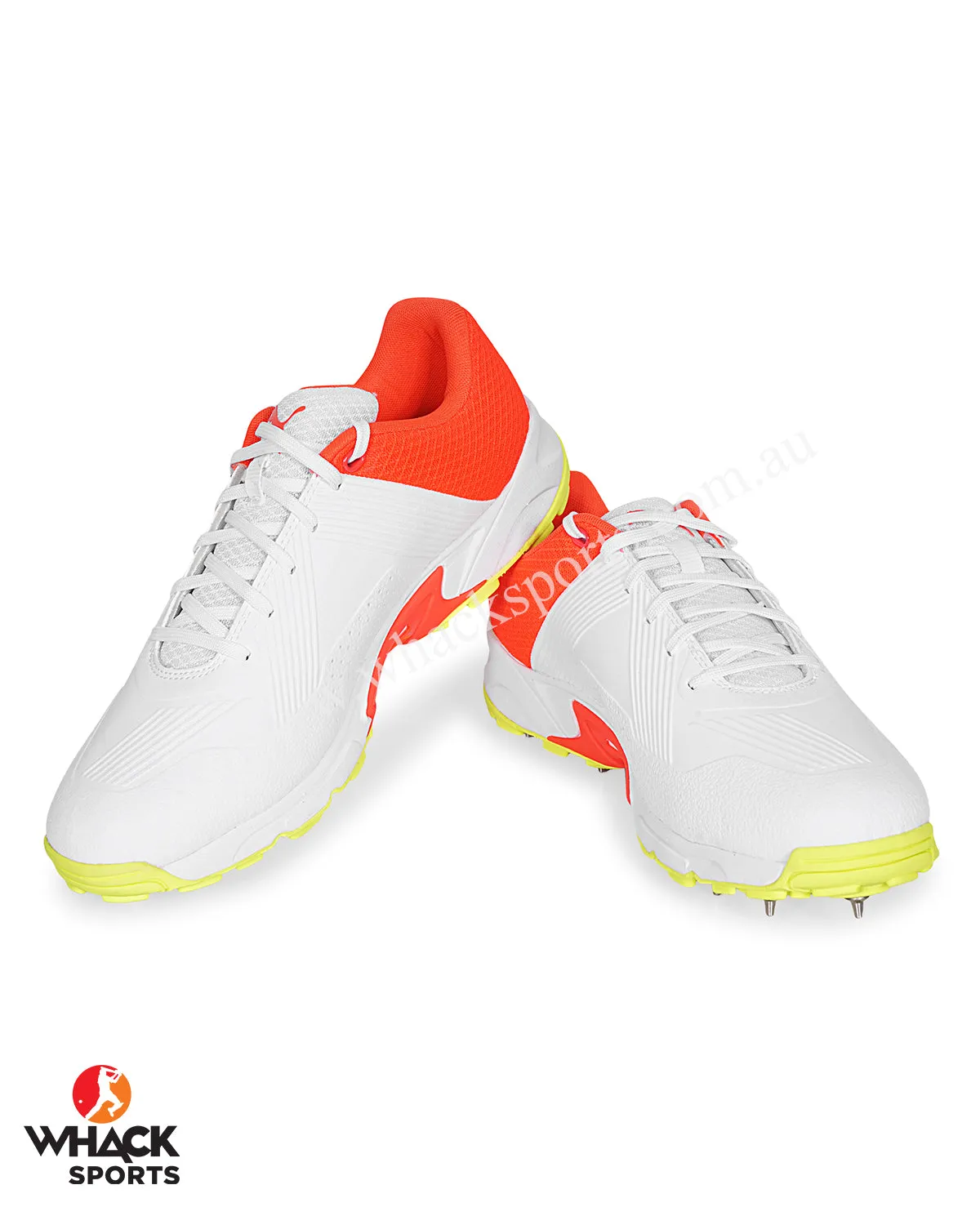 Puma 19.2 Cricket Shoes - Steel Spikes - Red Blast Yellow Alert White